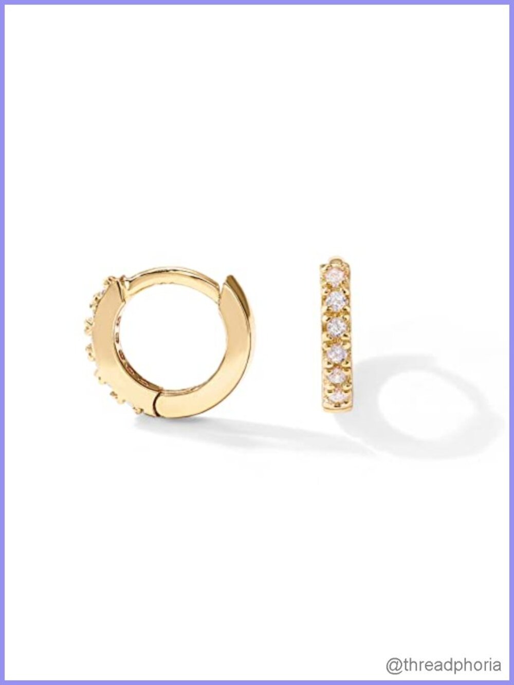 14K Gold Plated CZ Huggie Earrings 925 Sterling Silver Posts Hypoallergenic